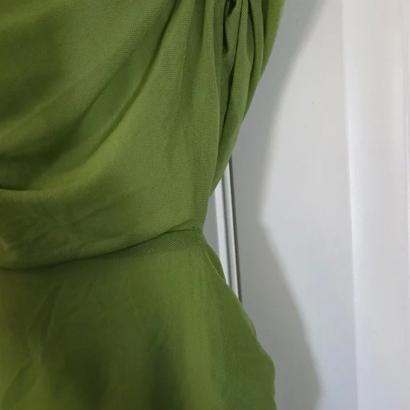 Fashion Nova Lime Green One-Shoulder Cutout Ruched Midi Dress - Picture 5 of 6